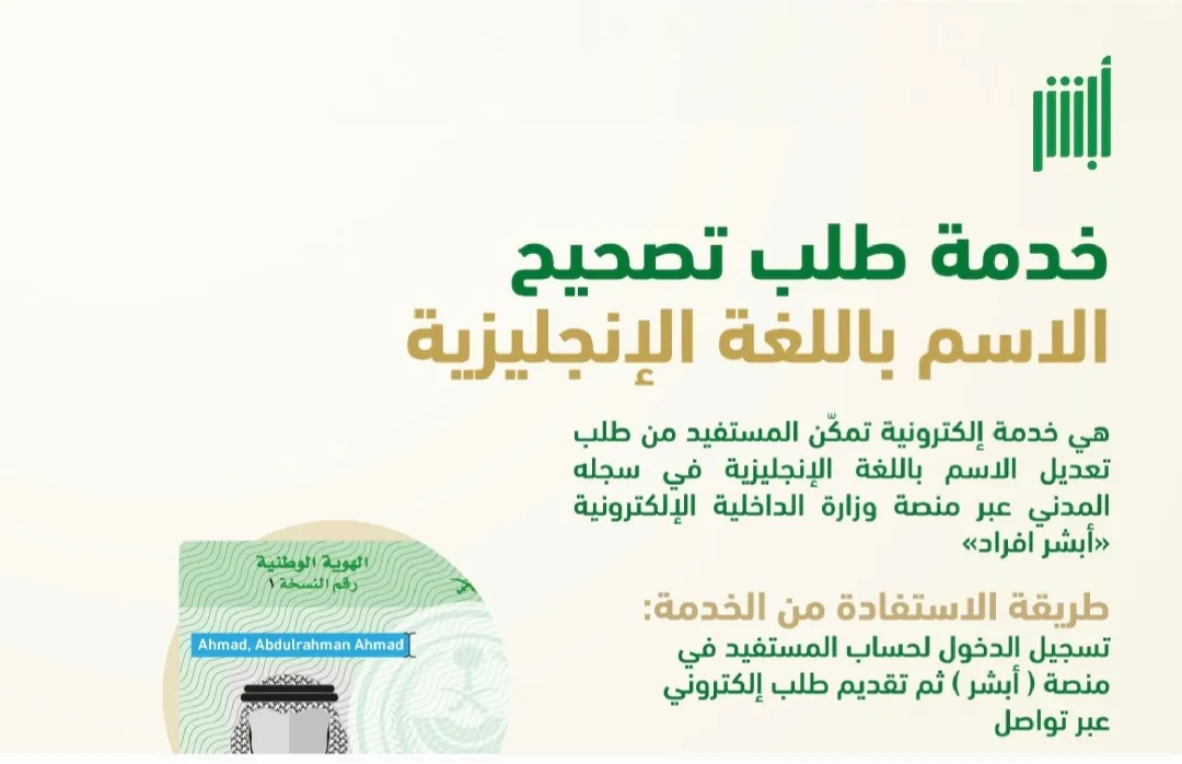 خطوات تغيير الاسم المترجم عبر منصة أبشر: خدمة إلكترونية جديدة لتسهيل الإجراءات للمقيمين في السعودية