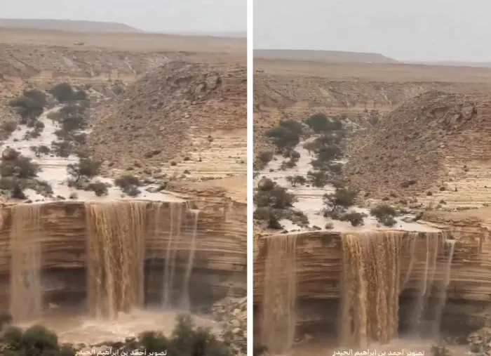 شلالات الحلق بالغاط.. مشهد طبيعي ساحر يتجدد بعد الأمطار الغزيرة